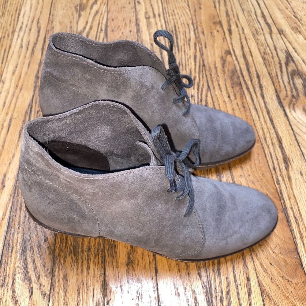 J .Crew Macallister Suede Wedge Abkle Booties Sz Womens 8 Made in Italy